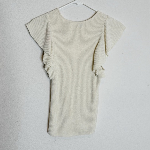 Free People one ruffle sleeve soft cream color blouse shirt size small - Picture 2 of 6